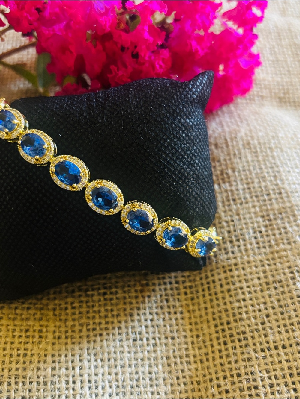 Gold-filled Bracelet with Blue Crystal Accents - Women Jewelry